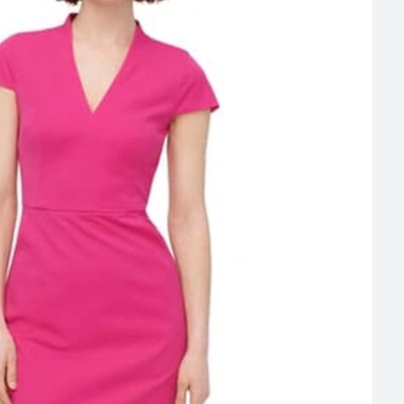 J.Crew V-NECK BI-STRETCH COTTON SHEATH DRESS IN SOFT FUCHSIA office modest - Picture 3 of 10